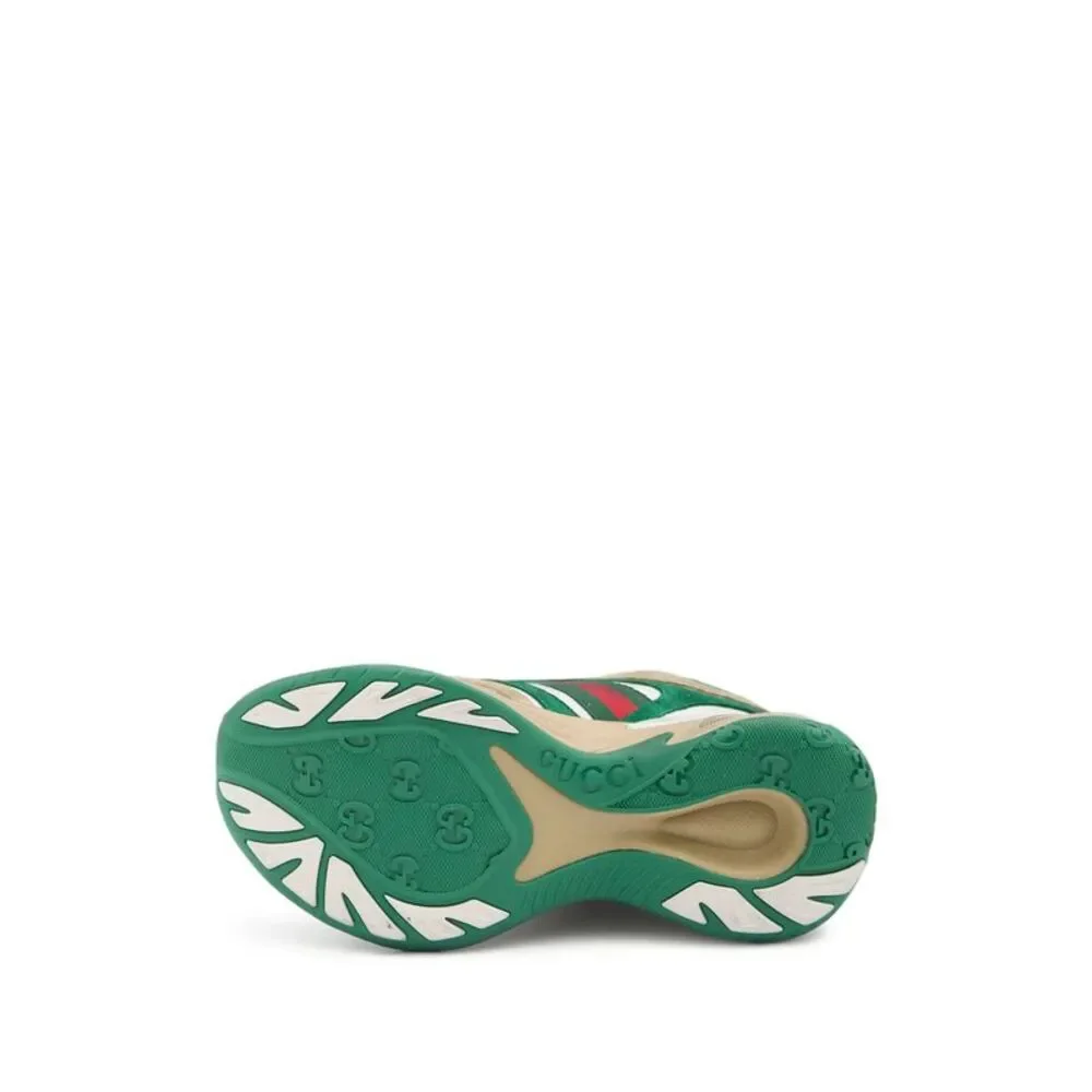 Gucci Men Suede Sneakers With Side Web Detail